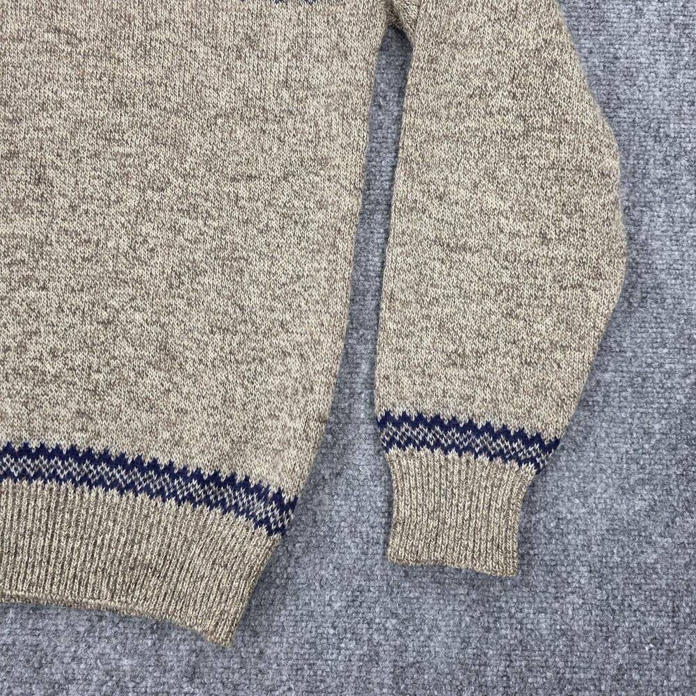 Vintage Cabelas Sweater Mens Large Beige Fair Isle Wool Mock Neck 1/4 Zip Ski - Picture 13 of 16